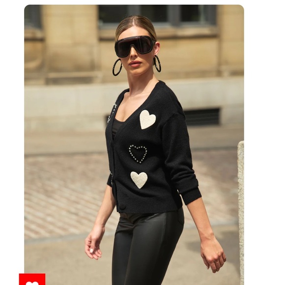 Frank Lyman Design Sweaters - Frank Lyman Cardigan with Heart Embellishments NWT SIZE M